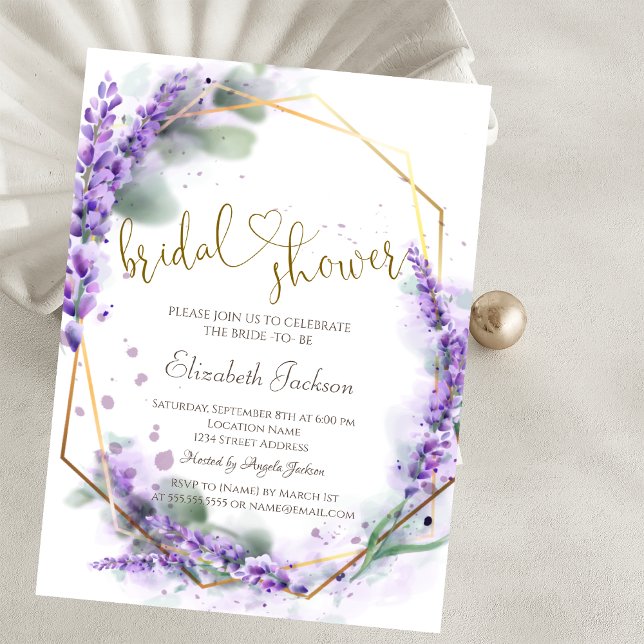 Invitación Flores de lavanda chic para despedida de soltera  (Subido por el creador)