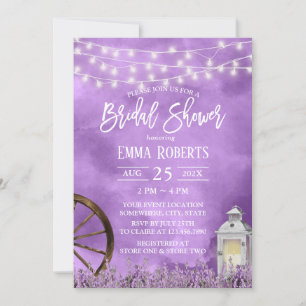 Invitación Flores de lavanda de color acuático y nafta de nov