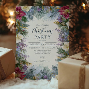 Invitación Flores de lavanda de invierno de Navidad