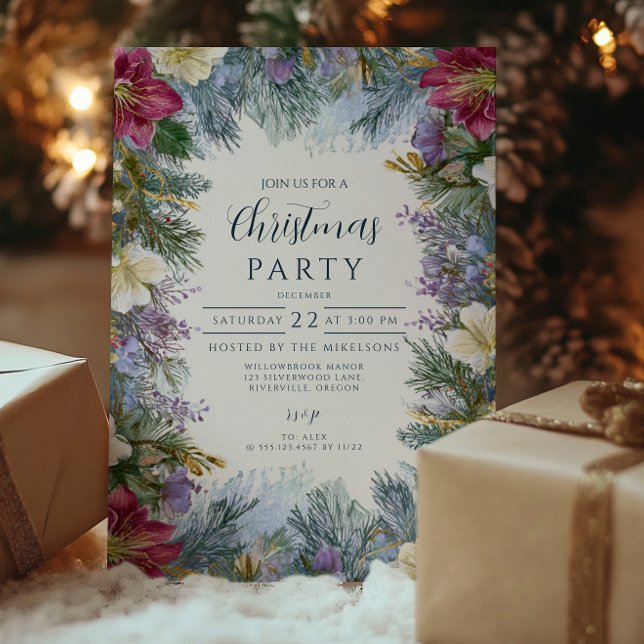 Invitación Flores de lavanda de invierno de Navidad (Subido por el creador)