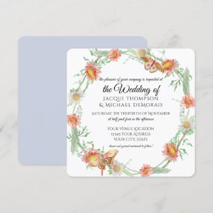 Invitación Flores de lavanda de marea blanca Floral de maripo