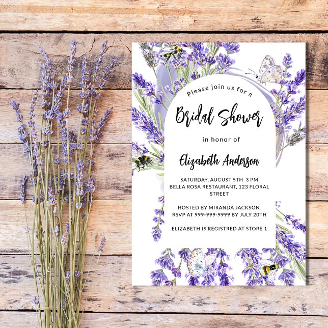 Invitación Flores de lavanda ducha de novia violeta (Subido por el creador)