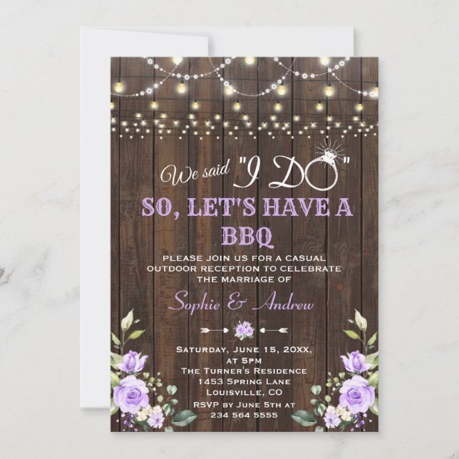 Invitación Flores de lavanda Granero de madera después de la  (Anverso)