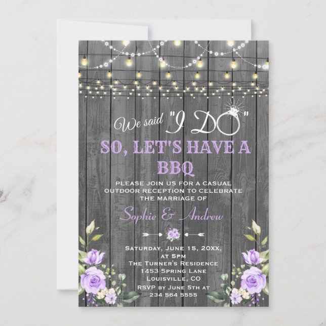 Invitación Flores de lavanda Madera de granero Después de que (Anverso)