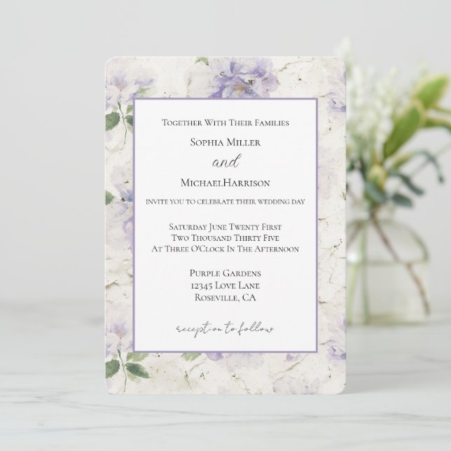 Invitación Flores de lavanda morada bonitas (Anverso de pie)