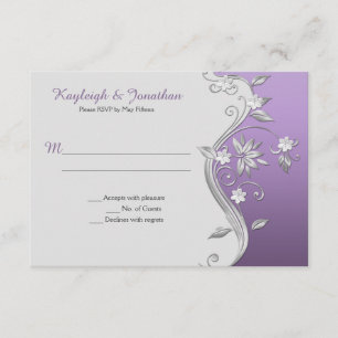 Invitación Flores de Lavanda Púrpura Adornada con Remolinos d