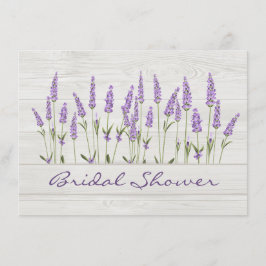 Invitación Flores de lavanda púrpura en madera Ducha de novia
