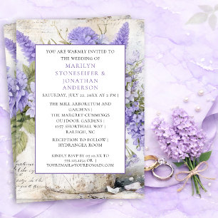 Invitación Flores de lavanda rústicas en cubo de hojalata bod