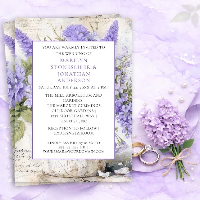 Invitación Flores de lavanda rústicas en cubo de hojalata bod (Subido por el creador)