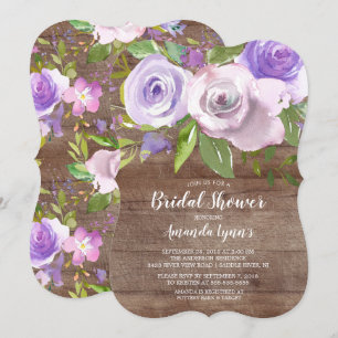 Invitación Flores de lavanda rústicas invitan a la ducha de n