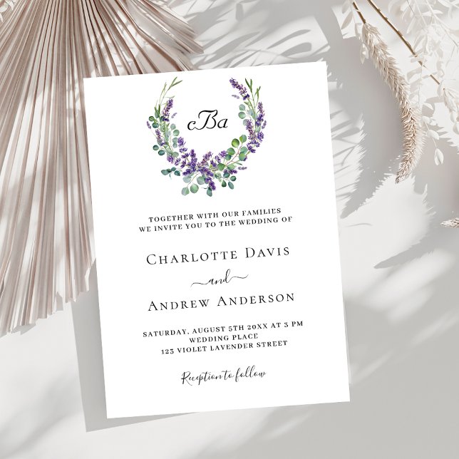 Invitación Flores de lavanda simple boda de lujo (Subido por el creador)