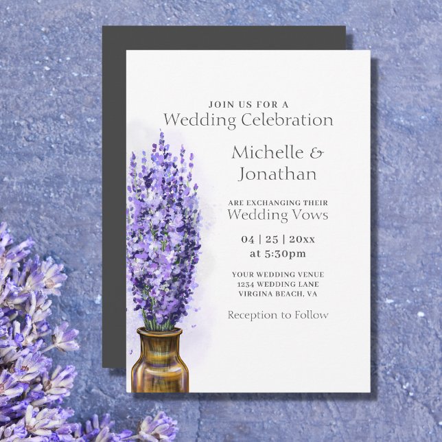 Invitación Flores de lavanda simples Boda floral moderno (Subido por el creador)