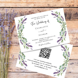 Invitación Flores de lavanda verde código QR boda RSVP