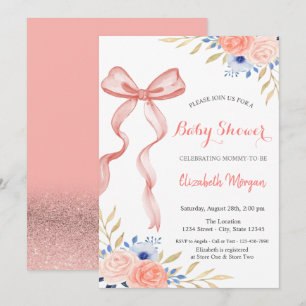 Invitación Flores de lazo de arco Bokeh Baby Shower