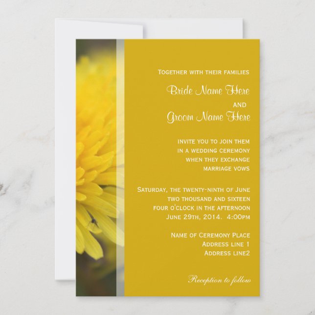 Invitación Flores de león silvestres primavera, verano, boda (Anverso)