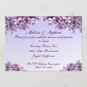 Invitación Flores de Lila Floral Boda Recepción