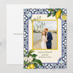 Invitación Flores de limón en Italia compromiso Salvar la fec
