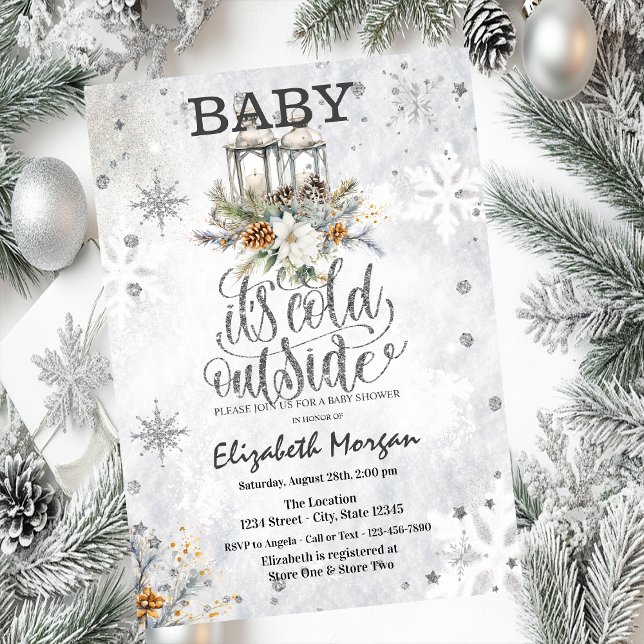 Invitación Flores de Linterna de Invierno Copos de Nieve Baby (Subido por el creador)