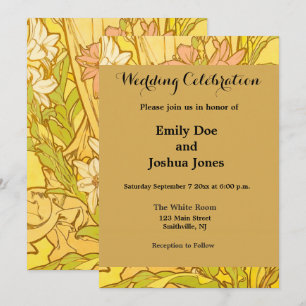 Invitación flores de lirio Art Nouveau de Alfonse Mucha