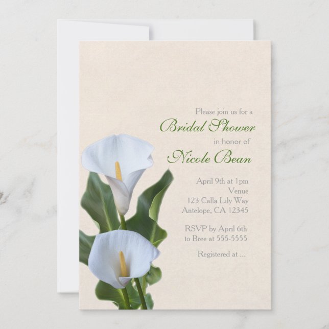 Invitación Flores de Lirio Calla Floral Elegante Despedida de (Anverso)