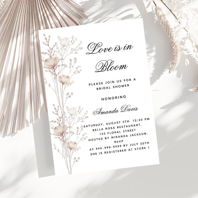 Invitación Flores de lluvia amor en flor rubor (Subido por el creador)
