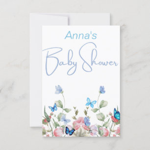 Invitación Flores de lobo y mariposas azules