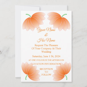Invitación Flores de Loto Naranja Flor de Thunder_Cove 