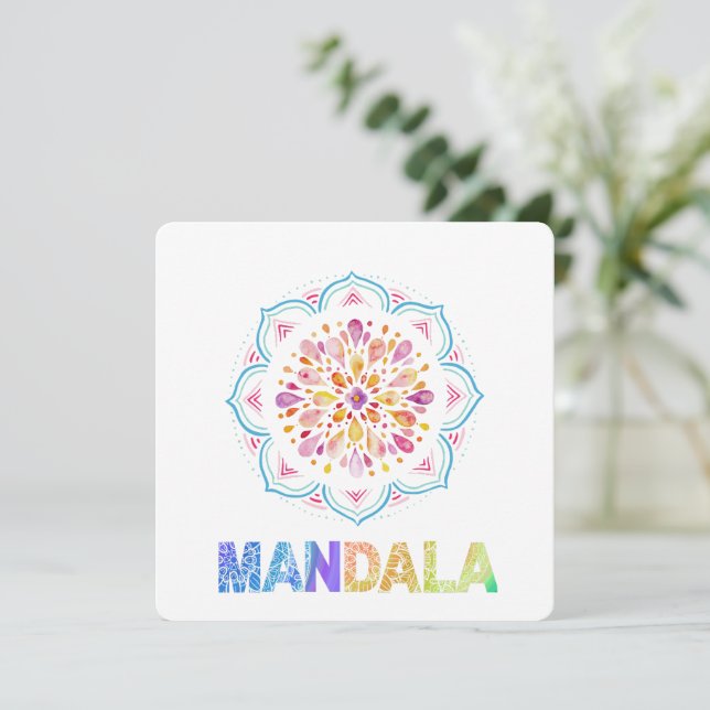 INVITACIÓN FLORES DE LOTUS COLOR MANDALA (Anverso de pie)