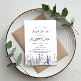 Invitación Flores de Lupine de color acuático Baby Shower