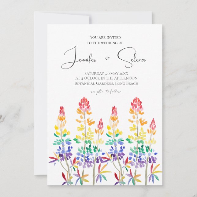 Invitación Flores de lúpulos LGBT acuarela (Anverso)
