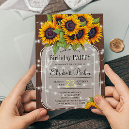Invitación Flores de madera barnizada fiesta de cumpleaños de