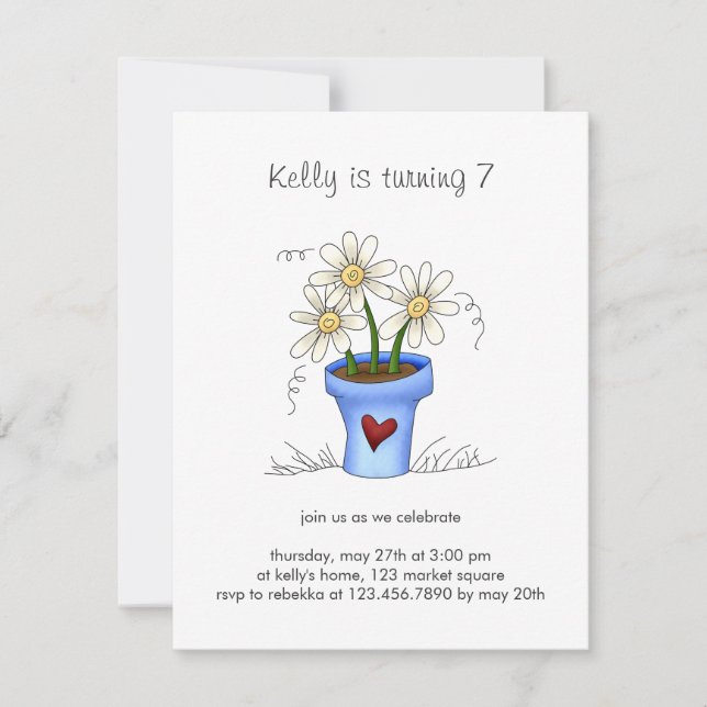 Invitación Flores de madre ・ Pota de flores azules (Anverso)