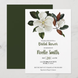 Invitación Flores de magnolia blanca elegantes, ducha de novi