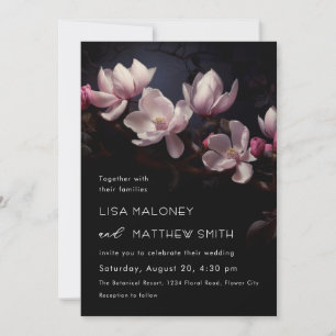 Invitación Flores de magnolia románticas oscuras y melancólic