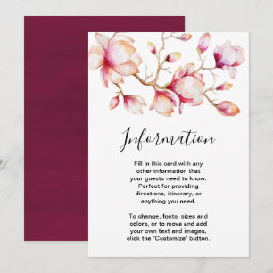 Invitación Flores de magnolia rosadas en acuarela