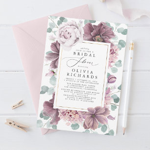 Invitación Flores de malva y vegetación elegante ducha de nov