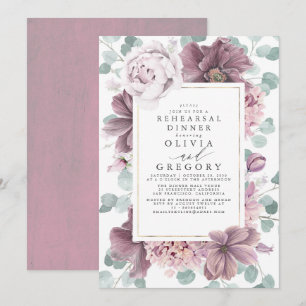 Invitación Flores de malva y vegetación moderna Cena de ensay
