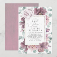 Flores de malva y verde elegante Baby Shower