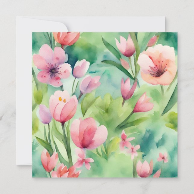 Invitación Flores de manantial acuarela (Anverso)