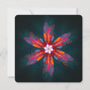 Invitación Flores de Mandala Floral Naranja Rojo Azul Abstrac