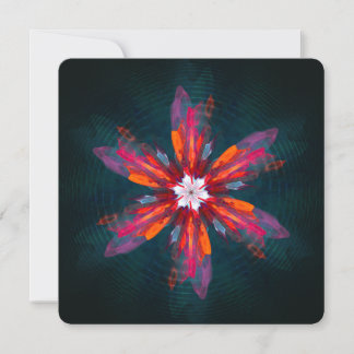Invitación Flores de Mandala Floral Naranja Rojo Azul Abstrac