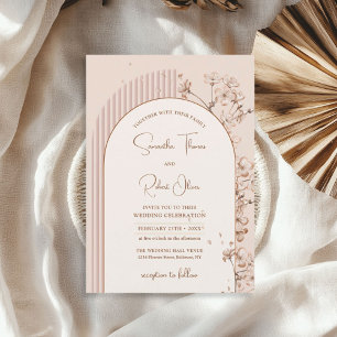 Invitación Flores de marfil beige neutro en arco del arco Boh
