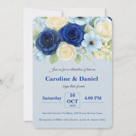 Invitación Flores de marfil de color Boda Royal Bue de la Mar