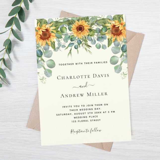 Invitación Flores de marfil eucalipto verde (Subido por el creador)