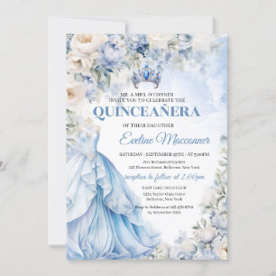 Invitación Flores de marfil y azul turquesa vestimenta prince