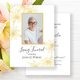 Invitación Flores de margarita amarillo pálido Fiesta funeral