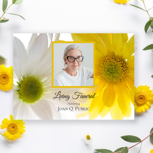 Invitación Flores de margarita blanca amarilla Fiesta de fune (Subido por el creador)