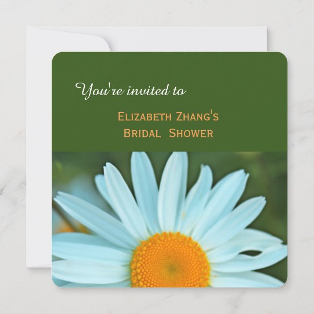 Invitación flores de margarita blanca bonito duchas de novias (Reverso)