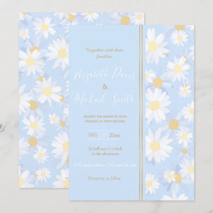 Invitación Flores de margarita blanca y azul