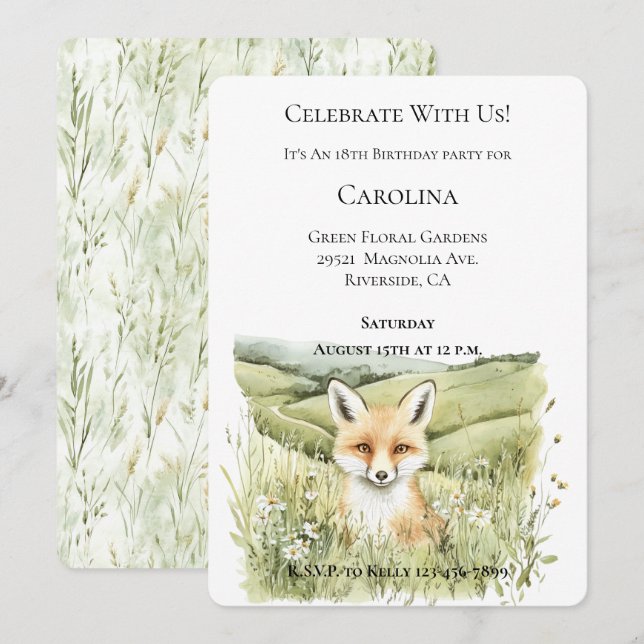 Invitación Flores de margarita de colinas verdes Cumpleaños d (Anverso / Reverso)